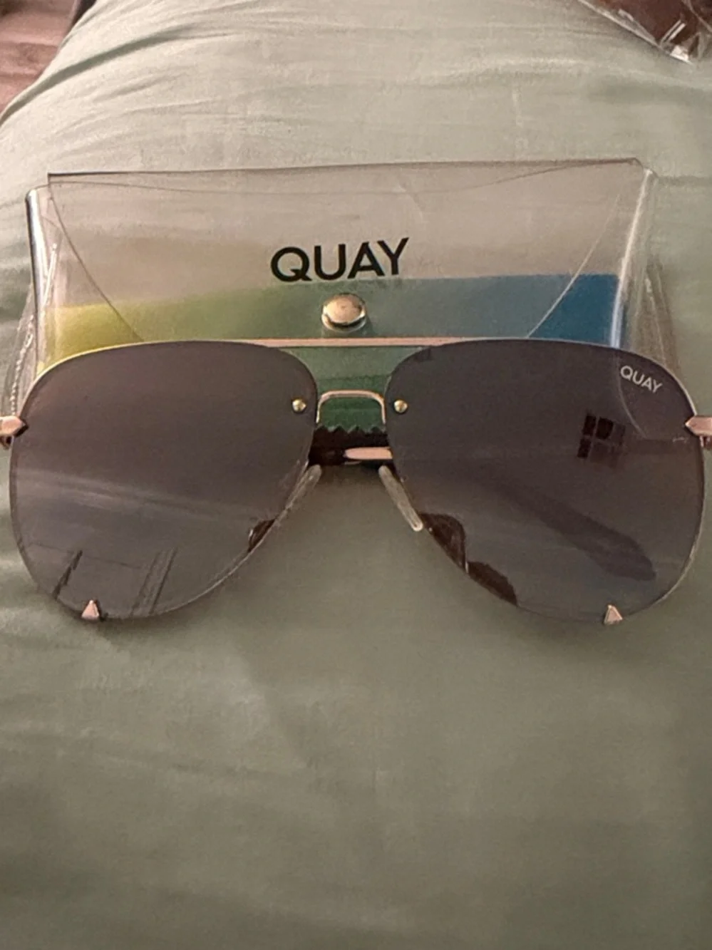 Quay Australia Rose Gold Frame with Gray Lenses Aviator Sunglasses